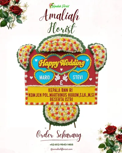 Karangan Papan Bunga Pernikahan di Lombang